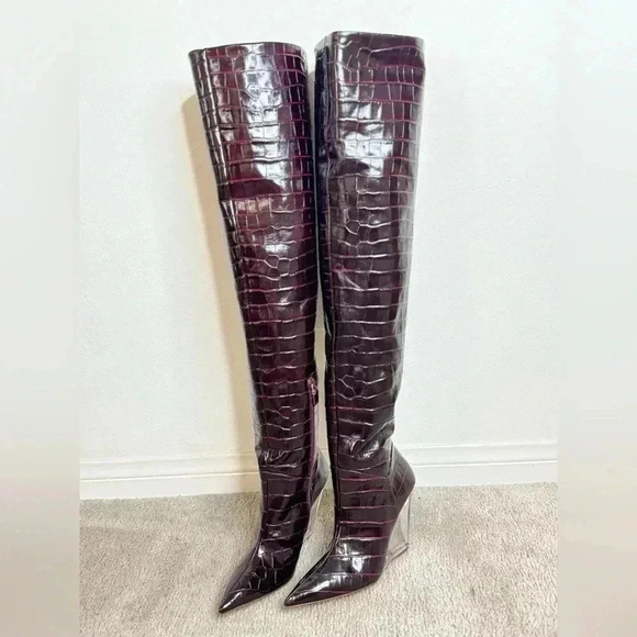 LUCITE 100 WEDGE BOOT Croc Print Brand New Size 7 - Picture 13 of 17